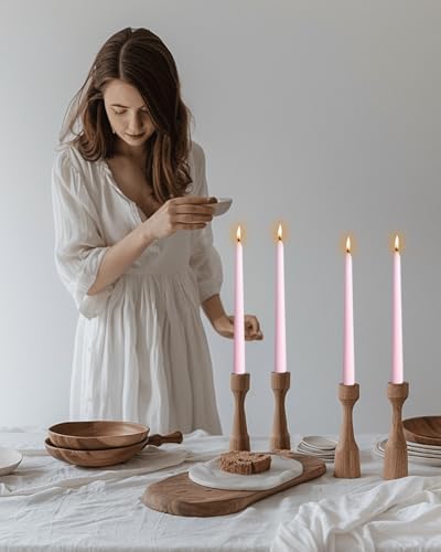 10 Inch Pink Taper Candles-Dripless Unscented Spring Tapered Candle Smokeless Candlestick Long Slow Burning 8 Hours Tall Sticks for Christmas Wedding Dinner Parties 12 Pack - Image 3