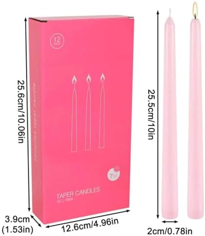 12Pack 10 Inch Pink Taper Candles, Mothers Day Gifts for Mom,Unscented,Smokeless and Dripless Candlestickst,8 Hours Long Burn Time Candle for Valentine's Day,Wedding,Home Décor - Image 3