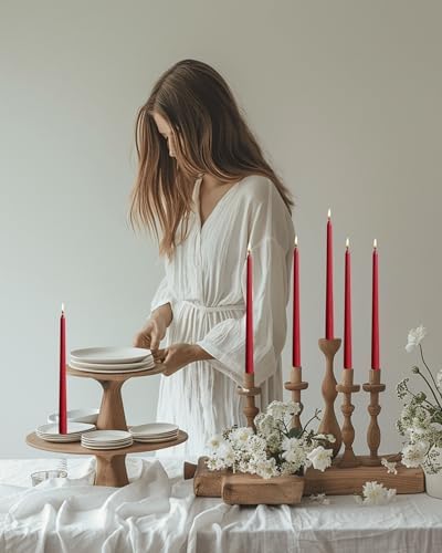 Burgundy 12 Inch Taper Candles Unscented Smokeless Long Tall Tapered Candle for Candlesticks Sticks Wedding Advent Home Decor Dinner Christmas，Set of 12 - Image 4