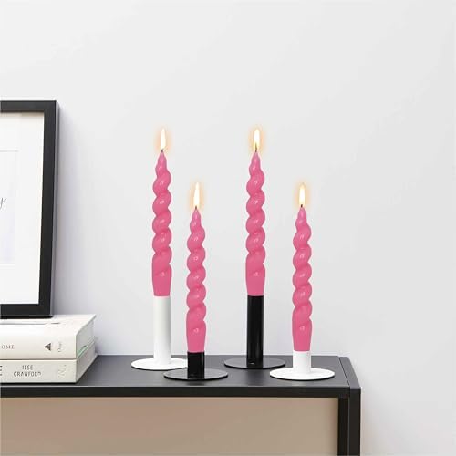 7.5 Inches Spiral Taper Candles Colorful Twisted Candle Dripless Long Candles, Handmade Candlesticks for Wedding Dinner Decor, Set of 4(Berry Hot Pink) - Image 4