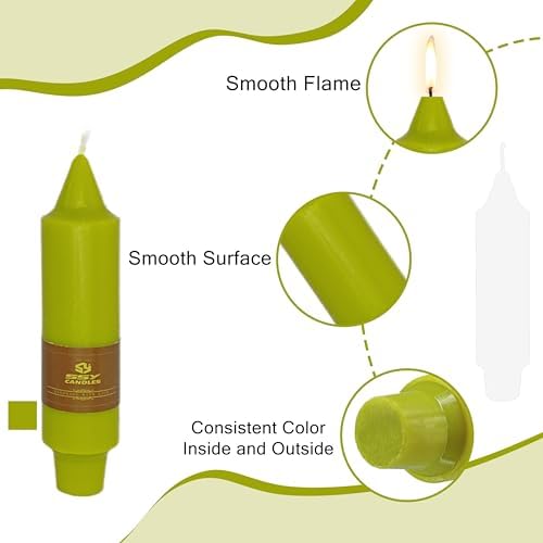 Olive Green & Grass Green Candles 5 inch Short Candle Unscented Taper Candles Ideal as Dinner Candles Smokeless Long Burning Candlesticks for Weddings Dinner Party Home Decor - Image 3