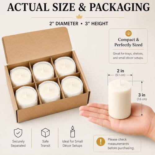 White Unscented Soy Pillar Candles, Non-Toxic 2x3 Inch Candle,27 H,6 Pack - Image 2