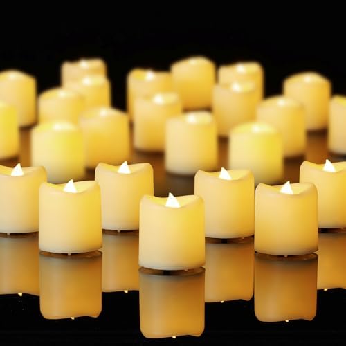 5plots 50Pack Ivory Flameless Votive Candles, Fake Electric Candles by 5Plots
