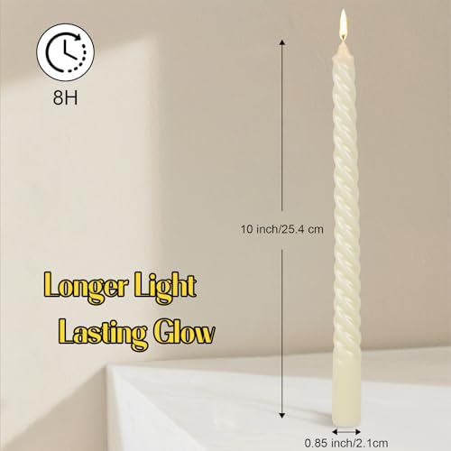Tobeape 10 Inch Ivory Spiral Taper Candles 12 Pack, Unscented & Dripless - Image 3