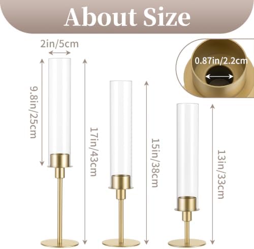Sziqiqi Gold Candlestick Holders for Wedding: Hurricane Candle Holder - Image 6