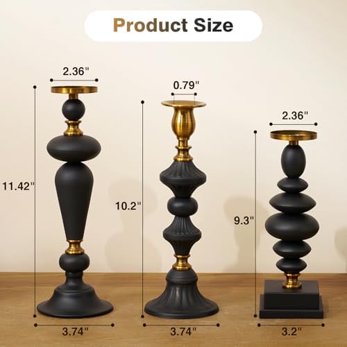 Matte Black Metal Pillar Candle Holder for Modern Vintage Decor - Image 5