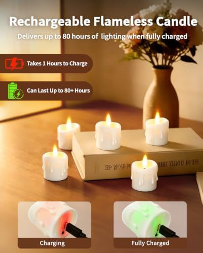 12 Pack Small Rechargeable Flameless Candles with Remote Timer - Image 6