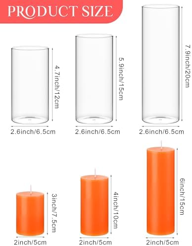 Shihanee 3 Pillar Candle and Holder, S, Orange - Image 3