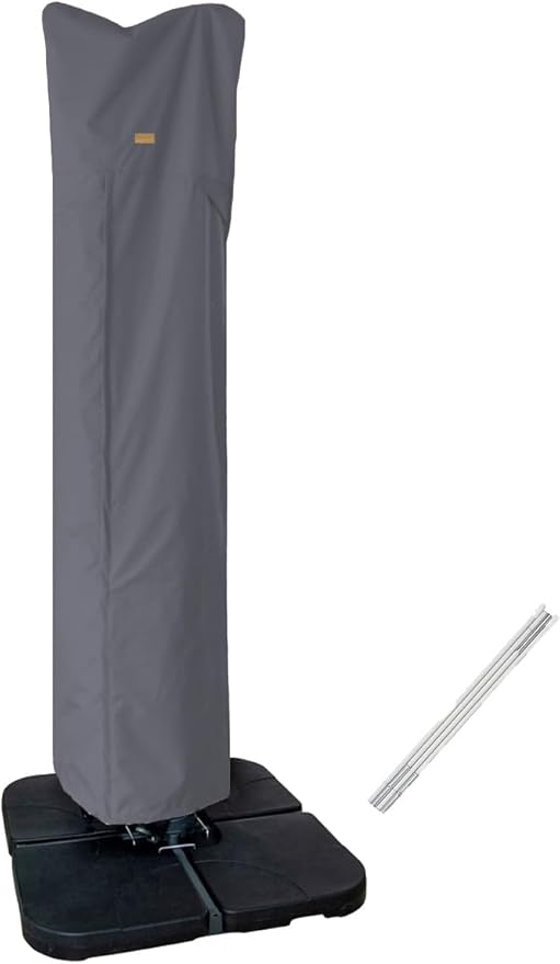Patio Umbrella Cover for 9ft to 13ft Offset Umbrella, Water Resistant, Curved Cantilever and Straight Pole Parasol Outdoor Umbrellas Cover with Zipper and Rod