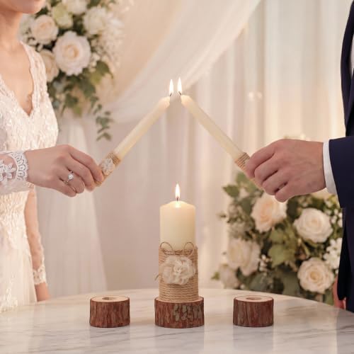 Conelist Unity Candles for Wedding Ceremony Set, Natural - Image 4