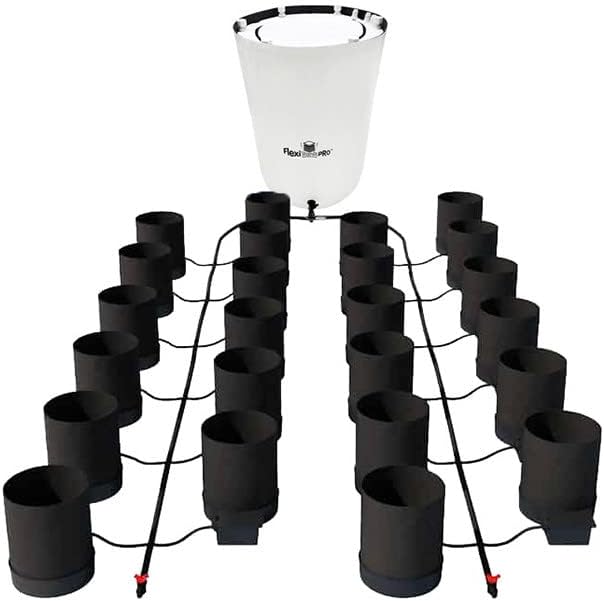 AutoPot 24 Pot GeoPot System with 3 Gallon Fabric Pots - Self-Watering, Gravity-Fed Hydroponic System (24Pot with 105 gal PRO Flexi Tank) Indoor, Black
