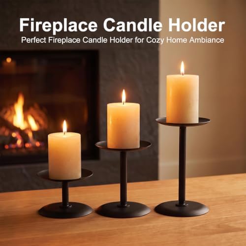 Homemory Fall Halloween Table Decor, Black Metal Candle Holders Set of 3 - Image 6