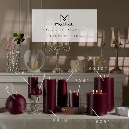 MOZEAL Hand-Poured, 6 Inch Burgundy Large Round Ball Candles - Elegant Burgundy Round Pillar Candles, Dripless, Unscented, Smokeless, Ideal for Intimate Gatherings. - Image 5