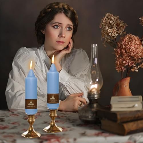 Small Candlesticks Short Taper Candle,5inches Grey Blue Candle Sticks Dripless Tapered Candles for Home Decor Weddings Festive Party Holiday,7D-GB - Image 3