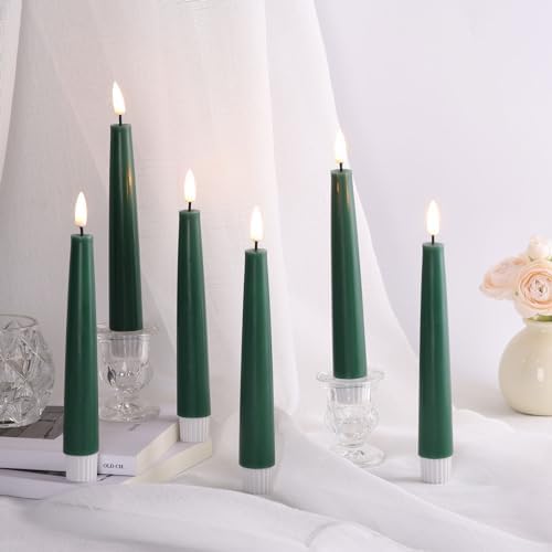 Eywamage Short Green Flameless Taper Candles with Remote Set of 6 - Image 5
