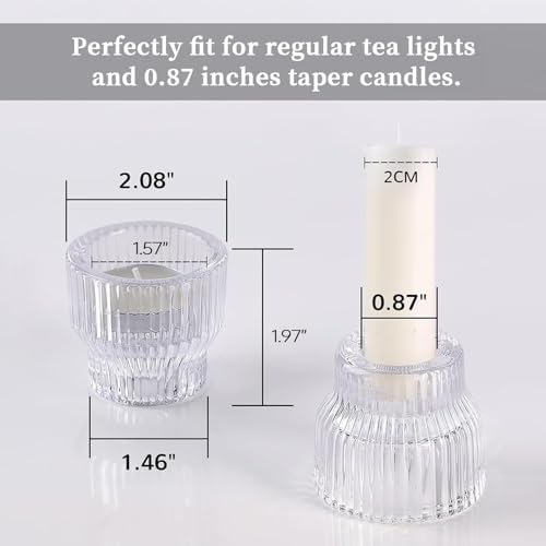 12 Pack Clear Taper Candle Holders, Glass Candlestick Holders - Image 2