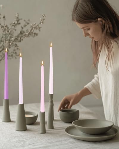 10 Inch Purple Taper Candles-Dripless Unscented Spring Tapered Candle Smokeless Candlestick Long Slow Burning 8 Hours Tall Sticks for Christmas Wedding Dinner Parties 12 Pack - Image 3