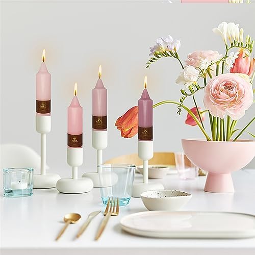 Short Taper Candle Colored Candlesticks - 5inches Colorful Tapered Candles Pink Candle Sticks Dripless Wax Candle for Home Décor Weddings Festive Dinner Party (7D4PC-PINKGRA) - Image 5