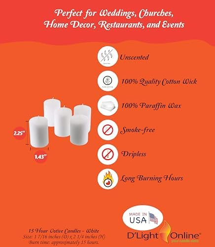 D'light Online 15 Hour Unscented White Emergency And Events Bulk Votive Candles For Wedding Votives, Luminary Candles, Restaurants, Churches, Synagogues, Parties and Decor (Set of 72 - White, 15 Hour) - Image 2