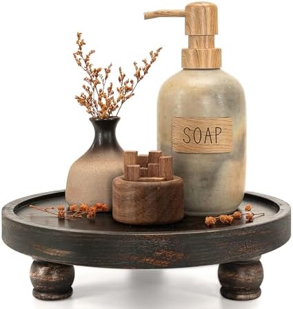 EOSAHR Display Riser: Pedestal Stand for Kitchen Decor, Distressed Black by EOSAHR