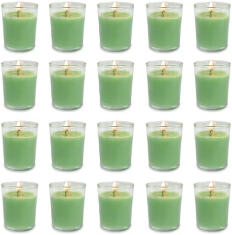 BERYSCEN Premium Bulk Sage Green Glass Votive Candles for Events Home Décor by BERYSCEN
