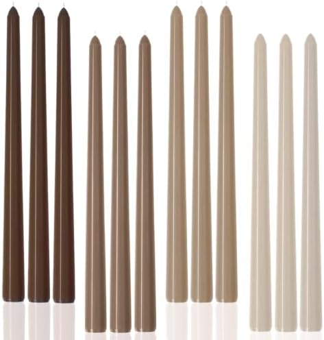 Brown Tall Taper Candles 12 inch Unscented Smokeless Long Tall Tapered Candle for Candlesticks Sticks Wedding Advent Home Decor Dinner Christmas，Set of 12 by LPUSA