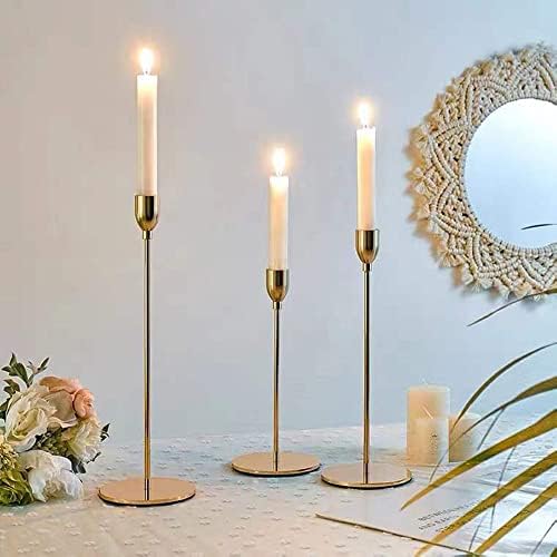 French Gold Taper Tall Candle Holders Set of 6–3 Sizes, Fits 3/4" Candles - Image 4