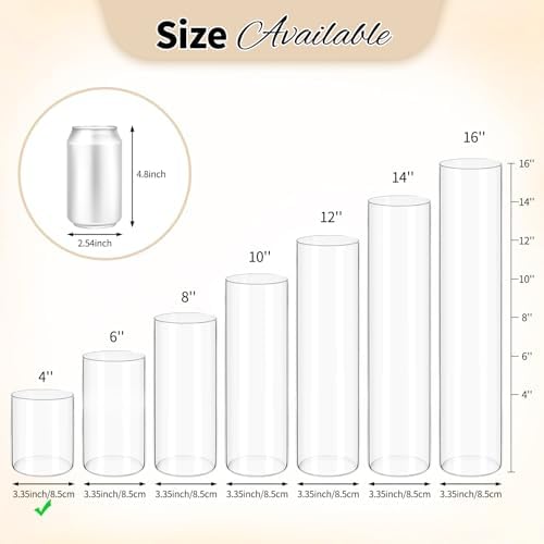 12Pack Glass Cylinder Vases for Centerpieces - 4 Inch Small Flower Vase for Wedding Decorations, Floating Candle Holder Vase Bulk,Glass Hurricane Candle Holders for Table Shelf, Party, Home Decor - Image 3