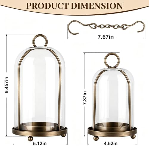 Glass Hurricane Candle Holder Decorative Gold Candle Lantern - Image 2