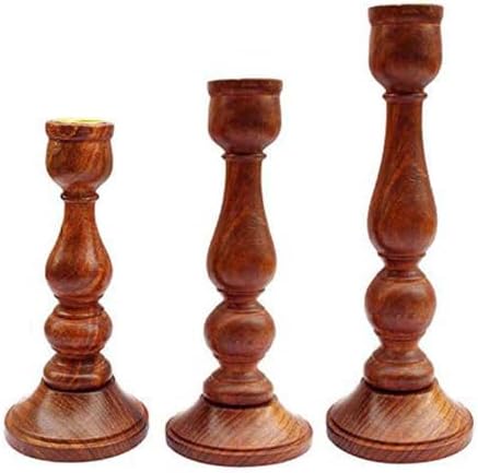 Wooden Candle Holder Set of 3 Pcs - Living Room Decor for Elegant Home Ambiance - Handcrafted Rustic Candle Holders for Holiday Table Centerpiece and Sister Gifts Ideas (Piller) - Image 4
