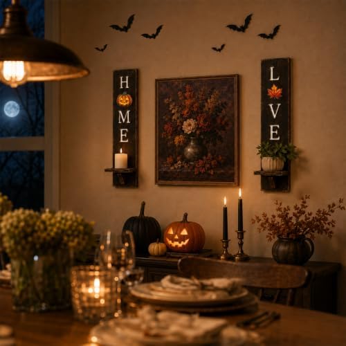 Wall Candle Holder Set of 2, Wooden Candle Sconces Farmhouse Wall Decor - Image 5