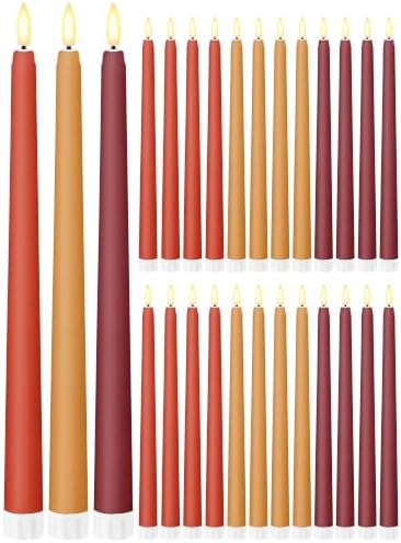 Treela 24 Pcs Flameless LED Taper Candles, Fall, 11 Inch, Warm Color by Treela