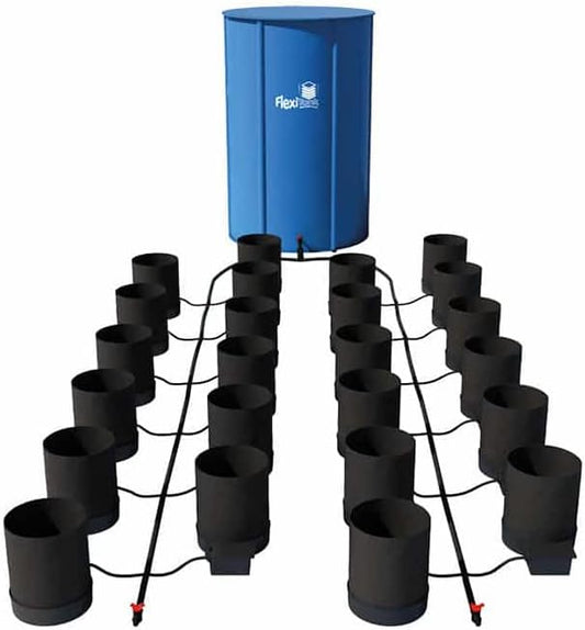 AutoPot 24 Pot GeoPot System with 5 Gallon Fabric Pots Self-Watering, Gravity-Fed Hydroponic System (24Pot with105 gal Flexi Tank) Indoor, Black