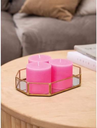 CANDWAX 3x3 Pink Pillar Candles Set of 3 - Long Burning Unscented Smokeless Dripless Pillar Candles - Pink Candle Set for Wedding, Special Occasions and Ordinary Dinners - Spring Candle Pillars - Image 5