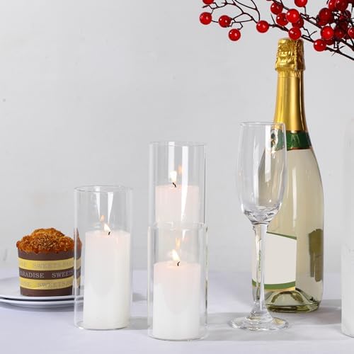 Shihanee 3 Pillar Candle and Holder,2.6'' X 4.7'', 5.9'', 7.9'',White - Image 3