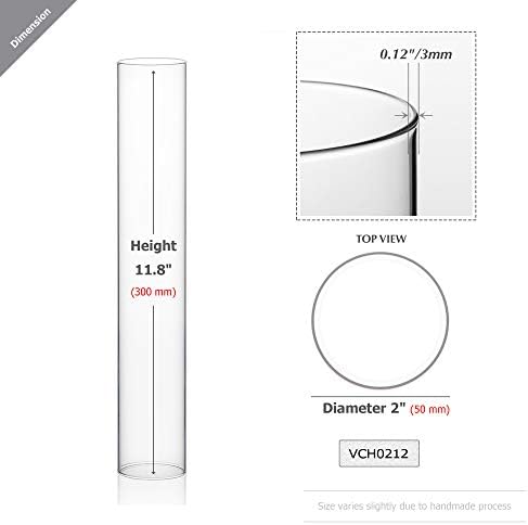 WGVI Hurricane Candle Holder Sleeve, Wide 2", Height 12", 2 Pieces, Clear Glass Cylinder Open Both Ends, Chimney Shade Tube (HST0212_2pc) - Image 2