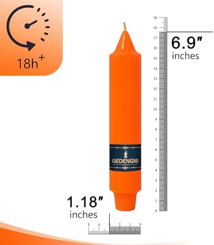 Orange Taper Candles 7 Inch – Gedengni 4 Pack Unscented Long Burning 18H Dripless Candlesticks for Wedding Table Centerpiece Mother’s Day Spring Summer Home Dining Boho Party Decorations - Image 3