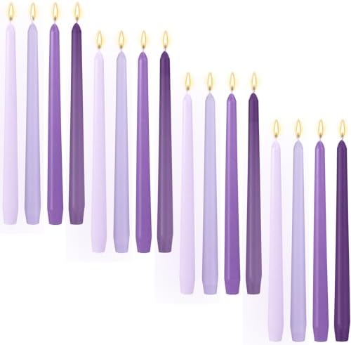 MTLEE 16 Pcs 10 Inch Long Taper Candle Stick Smokeless, Gradient Purple by MTLEE
