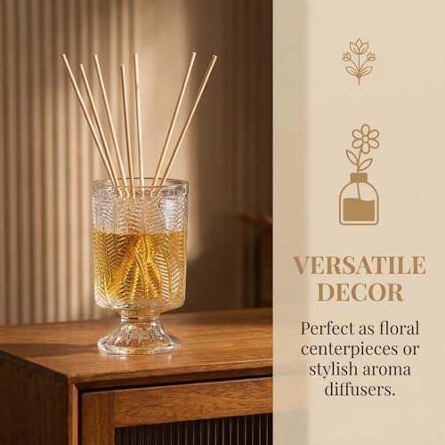 Pumtus 3 Pack Flower Vases for Centerpieces, Vintage Glass Pedestal Vase Set, Decorative Embossed Big Base Vase, Clear Hurricane Candle Holder, Medium Cylinder Vase for Wedding, Home, Party, Office - Image 4