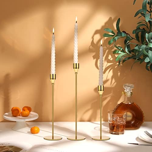 Set of 6 Gold Candlestick Holders Taper Candle Holders Candle Holders Decorative Candlestick Holder for Home Decor, Wedding, Dinning, Party, Anniversary (Bright Gold) - Image 3