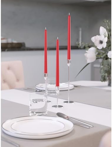 CANDWAX 8 inch Red Taper Candles Set of 12 - Dripless and Long Burning Candlesticks - Perfect as Taper Candlesticks for Dinner or Holiday Home Decor - Red Candle Sticks - Image 5