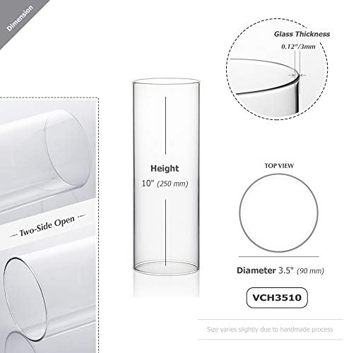 WGVI Hurricane Candle Holder Sleeve, Wide 3.5", Height 10", Clear Glass Cylinder Candleholder, Chimney Tube, Open Ended Candle Shade, 24 Pieces Bulk - Image 2