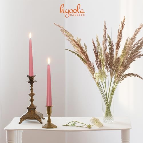 Hyoola 12 Pack Tall Taper Candles - 12 Inch Rose Pink Dripless, Unscented Dinner Candle - Paraffin Wax with Cotton Wicks - 10 Hour Burn Time - Image 5