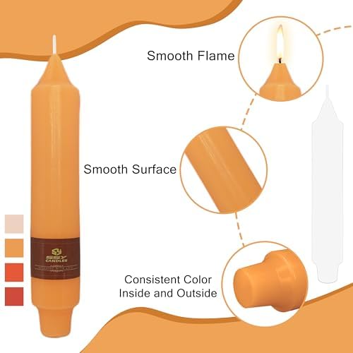 4 PCS Gradient Orange Taper Candlesticks 7 inch Unscented Tapered Candles Sticks for Home Holiday Wedding Party Decoration - Image 3