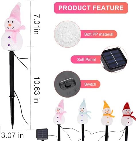 Outdoor Christmas Decorations 2025-Christmas Light Stakes for Yard-Snowman Solar Lights-Snowman Christmas Ornaments for Yard Garden Lawn Landscape Patio Walkway Decor - Image 2