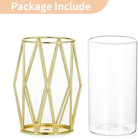NUPTIO Gold Geometric Hurricane Candle Holder, 1 Piece - Image 4