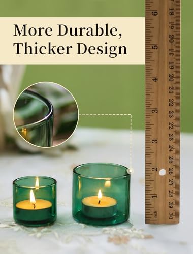 Romadedi Glass Tealight Candle Holder, Green, 12 Packs - Image 2