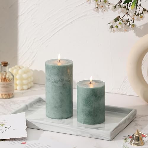 3x6 Inch Sage Green Pillar Candles Set of 3, Unscented Green Pillar Candle - Image 4