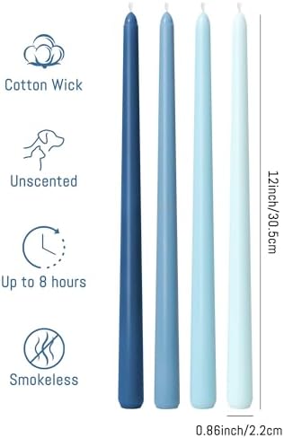 Viyffo 12 Inch Taper Candles, 12 Pack Blue-Unscented, Dripless Design– Long Tall Tapered Candlesticks for Wedding, Dinner, Holiday, Party, Home Decor Natural Color Series - Image 3