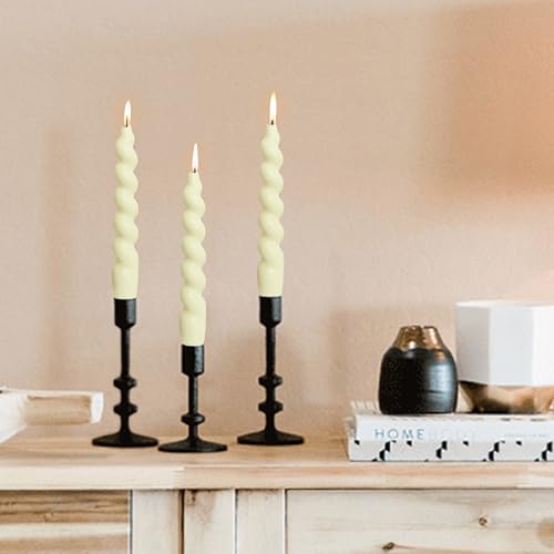 7.5 Inches Spiral Taper Candles Colorful Twisted Candle Dripless Long Candles, Handmade Candlesticks for Wedding Dinner Decor, Set of 4(Ivory) - Image 5